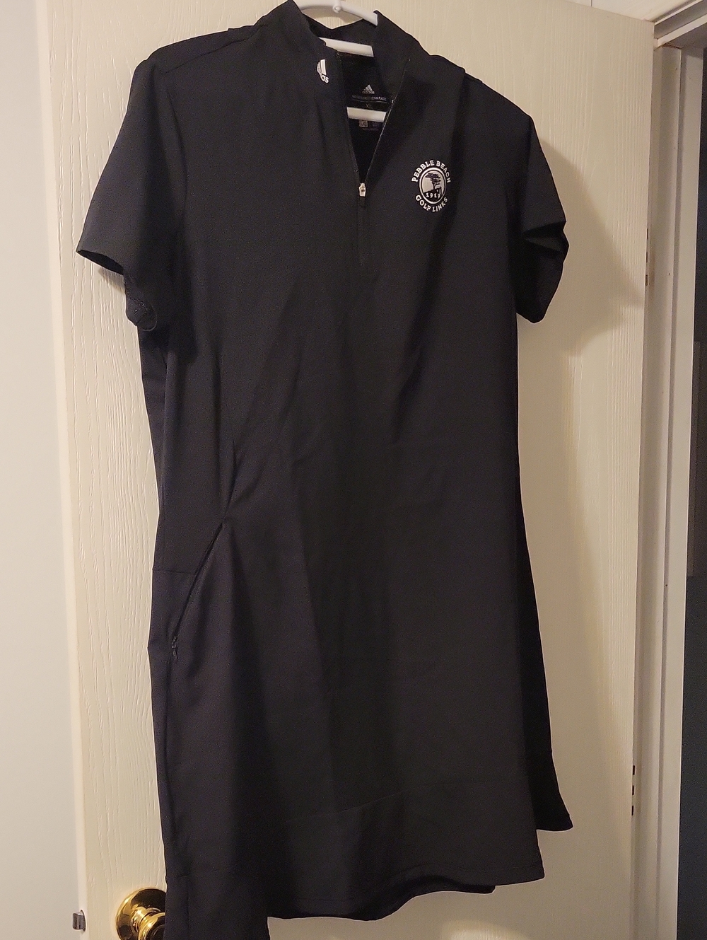 Adidas Pebble Beach Golf Links Black Short-Sleeve Zip Polo Tennis Golf Dress